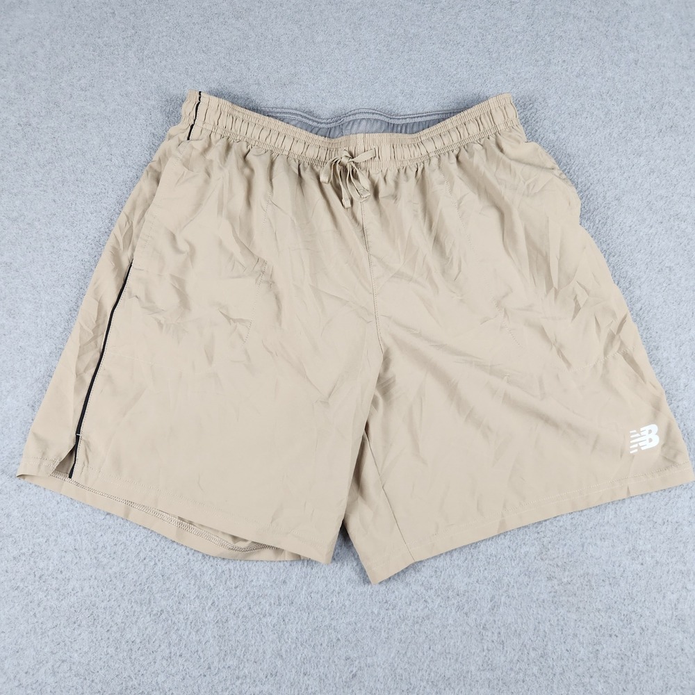 New Balance Shorts Mens Small Tan Athletic Running Training Lined Elastic Waist